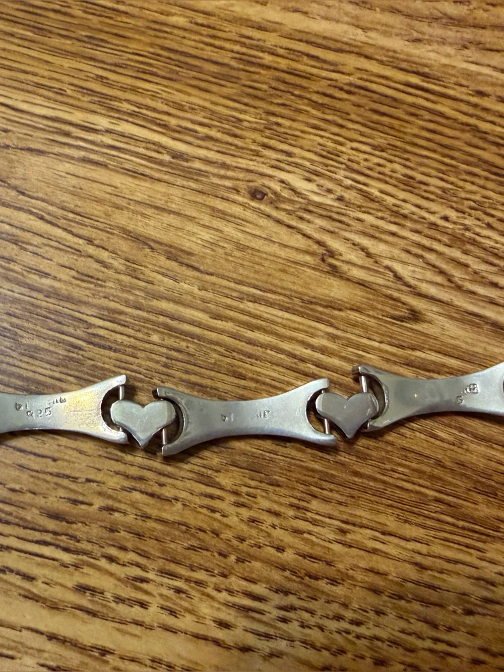 Sterling Silver Link Heart Bracelet